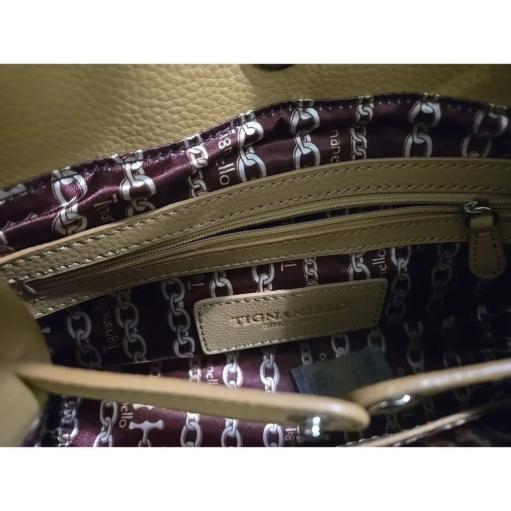 Tignanello Tan Pebble‎ Leather Handbag Shoulder Purse Satchel